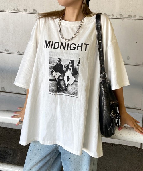 non-hedge(ノンヘッジ)の「転写ビッグ半袖Tシャツ(Tシャツ/カットソー・レディース・ブラウン/ベージュ/オフホワイト/チャコールグレー/ブラック・FREE)」の2枚目の写真