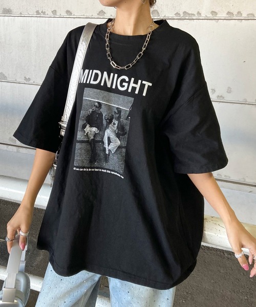 non-hedge(ノンヘッジ)の「転写ビッグ半袖Tシャツ(Tシャツ/カットソー・レディース・ブラウン/ベージュ/オフホワイト/チャコールグレー/ブラック・FREE)」の3枚目の写真