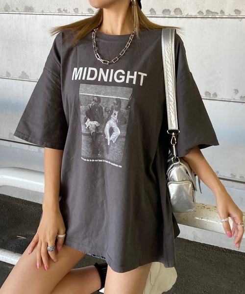 non-hedge(ノンヘッジ)の「転写ビッグ半袖Tシャツ(Tシャツ/カットソー・レディース・ブラウン/ベージュ/オフホワイト/チャコールグレー/ブラック・FREE)」の12枚目の写真