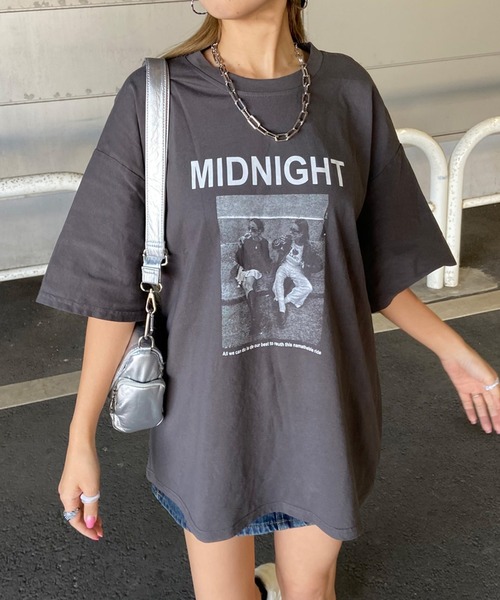 non-hedge(ノンヘッジ)の「転写ビッグ半袖Tシャツ(Tシャツ/カットソー・レディース・ブラウン/ベージュ/オフホワイト/チャコールグレー/ブラック・FREE)」の13枚目の写真