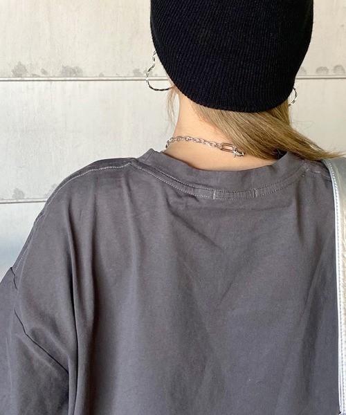 non-hedge(ノンヘッジ)の「転写ビッグ半袖Tシャツ(Tシャツ/カットソー・レディース・ブラウン/ベージュ/オフホワイト/チャコールグレー/ブラック・FREE)」の15枚目の写真