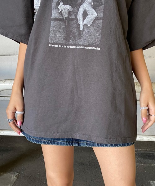 non-hedge(ノンヘッジ)の「転写ビッグ半袖Tシャツ(Tシャツ/カットソー・レディース・ブラウン/ベージュ/オフホワイト/チャコールグレー/ブラック・FREE)」の17枚目の写真