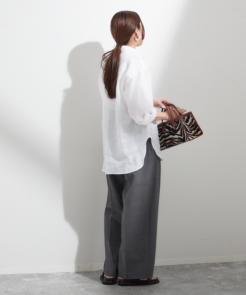 journal standard L'essage（ジャーナルスタンダードレサージュ）の「リネンロングシャツ（シャツ/ブラウス・レディース・アイボリー/ブラウン系その他/ホワイト/グリーン・FREE）」の6枚目の写真