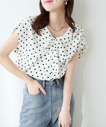 【WEB限定】ねじり&スカラップドット柄ブラウス