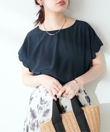 【WEB限定】ねじり＆スカラップドット柄ブラウス