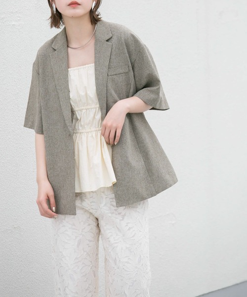 KBF（ケイビーエフ）の「『UR TECH DRYLUXE』バックスリットジャケット（その他アウター・レディース・ベージュ系その他/グレー・ONE）」の12枚目の写真