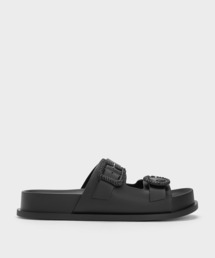 ⭐*︎様 黒いダブルストラップサンダル ダブルストラップ サンダル - ブラック | ZARA Japan / 日本