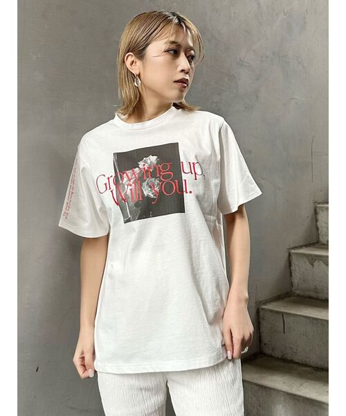 MURUA(ムルーア)の「オーガビッツフォトTシャツ(Tシャツ/カットソー・レディース・ホワイト/ブラック・FREE)」の4枚目の写真