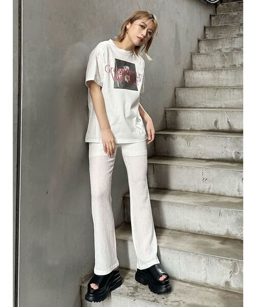 MURUA(ムルーア)の「オーガビッツフォトTシャツ(Tシャツ/カットソー・レディース・ホワイト/ブラック・FREE)」の6枚目の写真