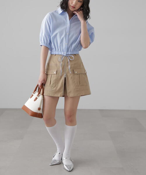 FREE'S MART（フリーズマート）の「◆フロントジップカーゴスカパン（スカート・レディース・カーキ/ブラック/ベージュ・MEDIUM/SMALL）」の13枚目の写真