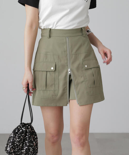 FREE'S MART（フリーズマート）の「◆フロントジップカーゴスカパン（スカート・レディース・カーキ/ブラック/ベージュ・MEDIUM/SMALL）」の20枚目の写真