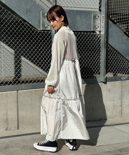 CIAOPANIC(チャオパニック)の「【WEB限定】メッシュナイロンドッキングワンピース(ワンピース・レディース・ホワイト/ブラック・ONE SIZE)」の13枚目の写真