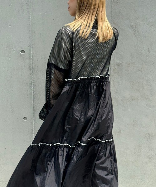 CIAOPANIC(チャオパニック)の「【WEB限定】メッシュナイロンドッキングワンピース(ワンピース・レディース・ホワイト/ブラック・ONE SIZE)」の5枚目の写真