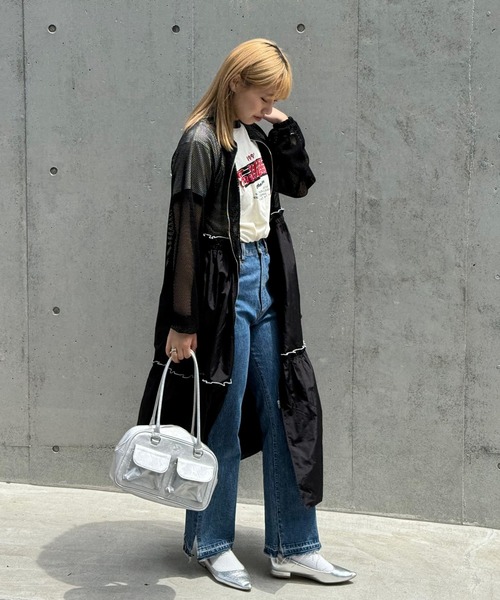 CIAOPANIC(チャオパニック)の「【WEB限定】メッシュナイロンドッキングワンピース(ワンピース・レディース・ホワイト/ブラック・ONE SIZE)」の3枚目の写真