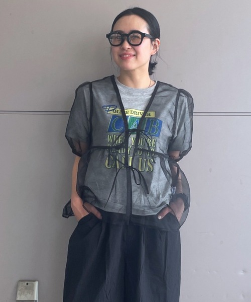 RODEO CROWNS WIDE BOWL(ロデオクラウンズワイドボウル)の「2WAYシアーブラウス(シャツ/ブラウス・レディース・ホワイト/ライトグリーン/ブラック・FREE)」の2枚目の写真