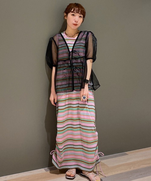 RODEO CROWNS WIDE BOWL(ロデオクラウンズワイドボウル)の「2WAYシアーブラウス(シャツ/ブラウス・レディース・ホワイト/ライトグリーン/ブラック・FREE)」の5枚目の写真