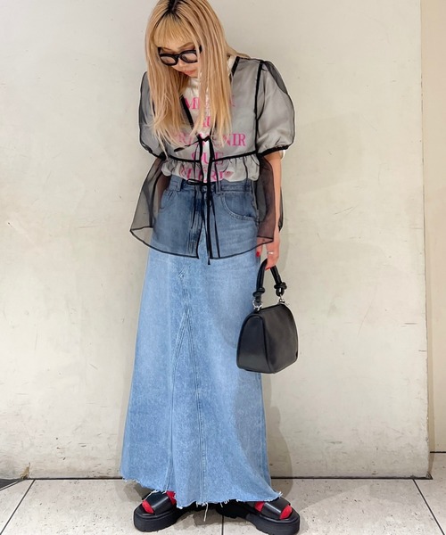 RODEO CROWNS WIDE BOWL(ロデオクラウンズワイドボウル)の「2WAYシアーブラウス(シャツ/ブラウス・レディース・ホワイト/ライトグリーン/ブラック・FREE)」の6枚目の写真