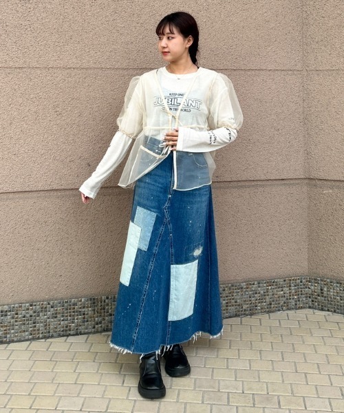 RODEO CROWNS WIDE BOWL(ロデオクラウンズワイドボウル)の「2WAYシアーブラウス(シャツ/ブラウス・レディース・ホワイト/ライトグリーン/ブラック・FREE)」の7枚目の写真