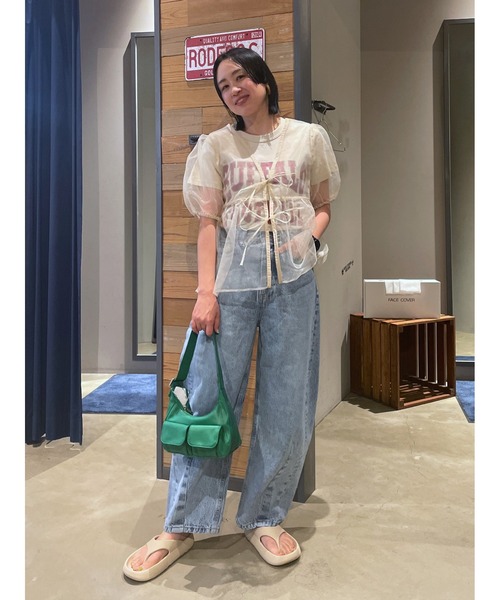 RODEO CROWNS WIDE BOWL(ロデオクラウンズワイドボウル)の「2WAYシアーブラウス(シャツ/ブラウス・レディース・ホワイト/ライトグリーン/ブラック・FREE)」の15枚目の写真