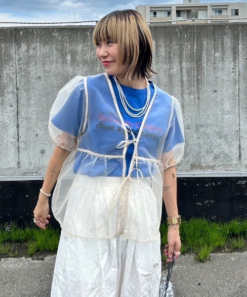 RODEO CROWNS WIDE BOWL(ロデオクラウンズワイドボウル)の「2WAYシアーブラウス(シャツ/ブラウス・レディース・ホワイト/ライトグリーン/ブラック・FREE)」の21枚目の写真