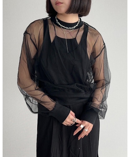 leimn(レイムン)の「チュールカットソー(Tシャツ/カットソー・レディース・ブラック/ホワイト/パープル・FREE)」の13枚目の写真