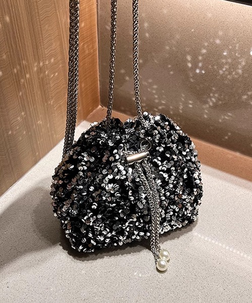 DAY CLOSET（デイ クローゼット）の「レディース スパンコールミニキンチャクショルダーバッグ（ショルダーバッグ・レディース・シルバー/ブラック・ONE SIZE）」の8枚目の写真