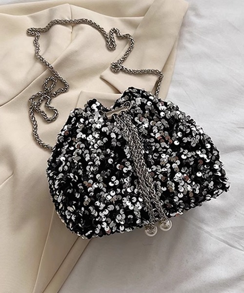 DAY CLOSET（デイ クローゼット）の「レディース スパンコールミニキンチャクショルダーバッグ（ショルダーバッグ・レディース・シルバー/ブラック・ONE SIZE）」の9枚目の写真