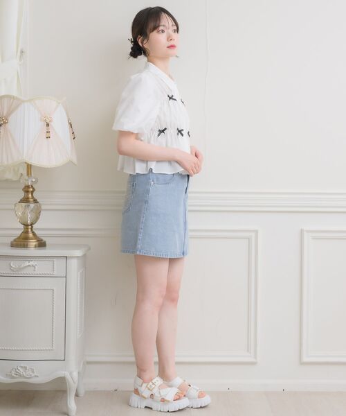 ems excite（エムズエキサイト）の「シャーリングリボンSH（シャツ/ブラウス・レディース・ブルー系その他/ブルー/ホワイト/ブラック・FREE）」の9枚目の写真