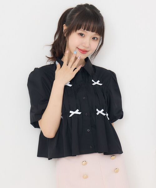 sheller シェリエ　ポインテッドシャツ　ブラック sheller シェリエ ポインテッドシャツ ブラック