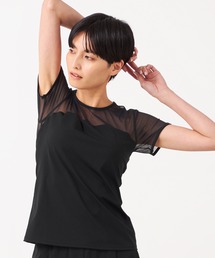 CHACOTT - チャコット  ノーソーイングショートトップス　半袖　タグ付き Chacottチャコット】ノーソーイングレースニット5分袖ショート