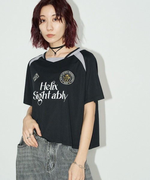 Auntie Rosa Holiday（アンティローザホリデー）の「メッシュ切替ルーズゲームシャツTEE（Tシャツ/カットソー・レディース・ホワイト/ブラック・FREE）」の10枚目の写真