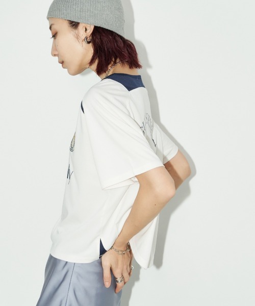 Auntie Rosa Holiday（アンティローザホリデー）の「メッシュ切替ルーズゲームシャツTEE（Tシャツ/カットソー・レディース・ホワイト/ブラック・FREE）」の20枚目の写真