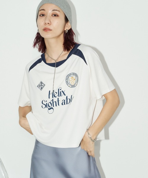 Auntie Rosa Holiday（アンティローザホリデー）の「メッシュ切替ルーズゲームシャツTEE（Tシャツ/カットソー・レディース・ホワイト/ブラック・FREE）」の21枚目の写真