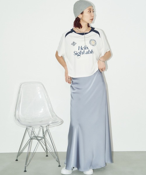 Auntie Rosa Holiday（アンティローザホリデー）の「メッシュ切替ルーズゲームシャツTEE（Tシャツ/カットソー・レディース・ホワイト/ブラック・FREE）」の17枚目の写真