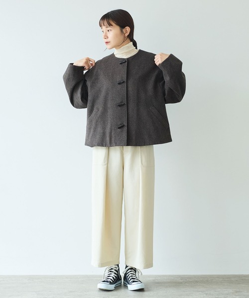 ビーバー トグルボタン ショートコート yuni（ユニ ）の「△ウールスーパー120ビーバー トグルボタン