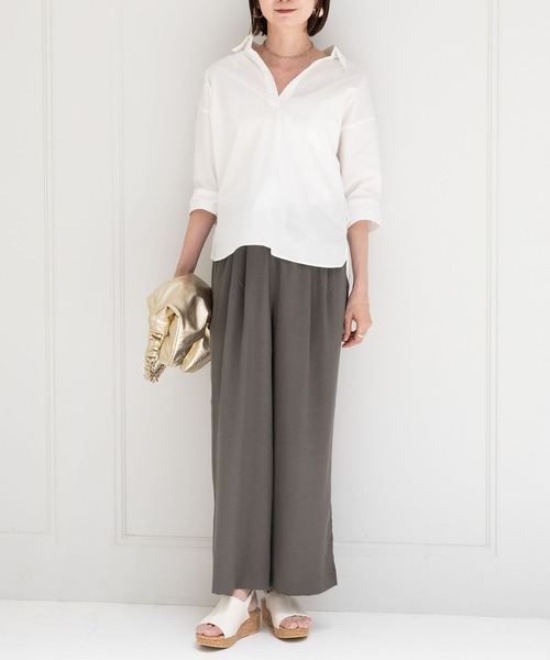 Elura（エルーラ）の「サラサラサマーリネンライクワイドパンツ/113183（その他パンツ・レディース・ベージュ/ブラウン/チャコールグレー・MEDIUM/LARGE/SMALL）」の5枚目の写真