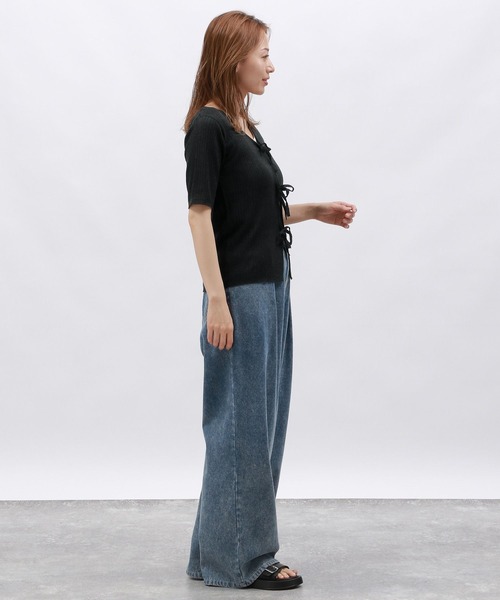 LAKOLE（ラコレ）の「2WAYラメリボンカーディガン / 129025（カーディガン/ボレロ・レディース・シルバー/アイボリー/ブラック/グリーン・SMALL/MEDIUM）」の12枚目の写真