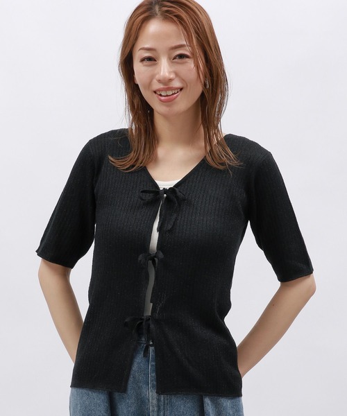 LAKOLE（ラコレ）の「2WAYラメリボンカーディガン / 129025（カーディガン/ボレロ・レディース・シルバー/アイボリー/ブラック/グリーン・SMALL/MEDIUM）」の13枚目の写真