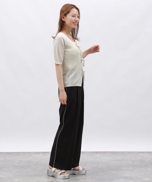 LAKOLE（ラコレ）の「2WAYラメリボンカーディガン / 129025（カーディガン/ボレロ・レディース・シルバー/アイボリー/ブラック/グリーン・SMALL/MEDIUM）」の7枚目の写真