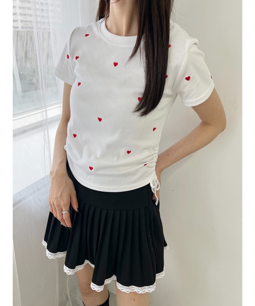 PHILLY（フィリー）の「ランダムハートドロストTシャツ（Tシャツ/カットソー・レディース・ホワイト/ブラック・FREE）」の2枚目の写真