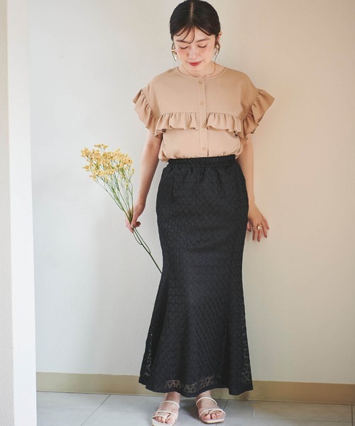 mil(ミル)の「【150㎝前後の小柄さんサイズ】袖フリルフレンチスリーブブラウス【デイリーから通勤にも】(シャツ/ブラウス・レディース・キャメル/ブラック/オフホワイト・XS/S)」の20枚目の写真
