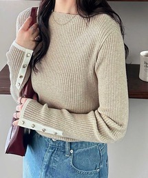 お値下げ⭐︎カーキ・ベージュストライプニットセーター HER CLOSET（ハークローゼット）の「【shemoshelly】WEB限定