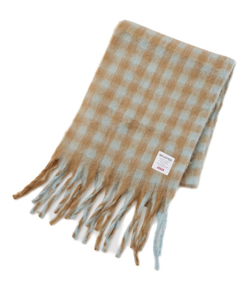 MILKFED.（ミルクフェド）の「CHECKERED SCARF（マフラー・レディース・ライトブルー/ブラック/ブルー・ONE SIZE）」の7枚目の写真