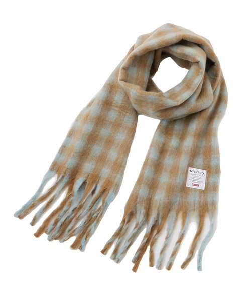 MILKFED.（ミルクフェド）の「CHECKERED SCARF（マフラー・レディース・ライトブルー/ブラック/ブルー・ONE SIZE）」の6枚目の写真