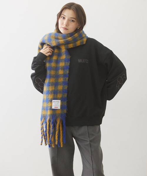 MILKFED.（ミルクフェド）の「CHECKERED SCARF（マフラー・レディース・ライトブルー/ブラック/ブルー・ONE SIZE）」の16枚目の写真