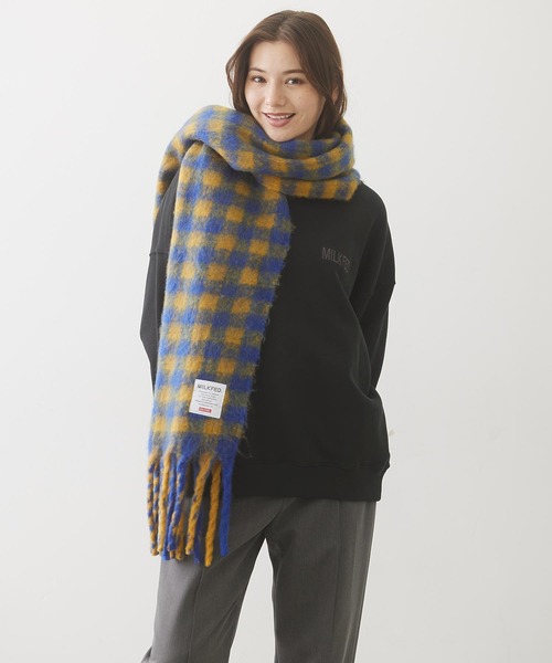 MILKFED.（ミルクフェド）の「CHECKERED SCARF（マフラー・レディース・ライトブルー/ブラック/ブルー・ONE SIZE）」の17枚目の写真