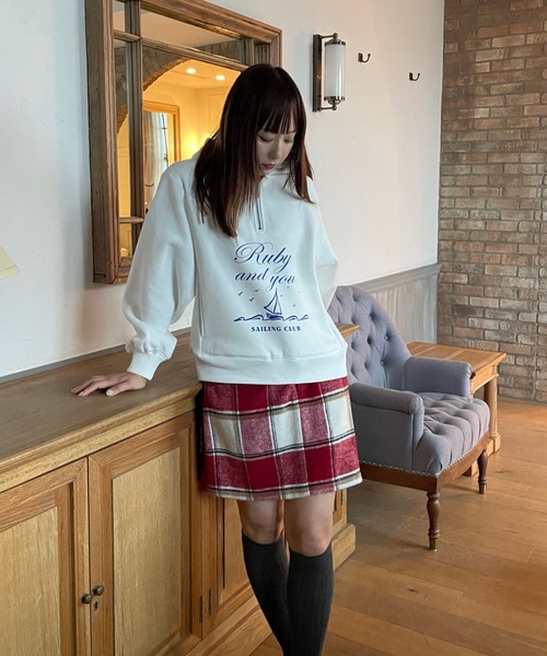 RUBY AND YOU(ルビーアンドユー)の「"SAILING CLUB"プリントフーディ(パーカー・レディース・アッシュグレー/オフホワイト・FREE)」の12枚目の写真