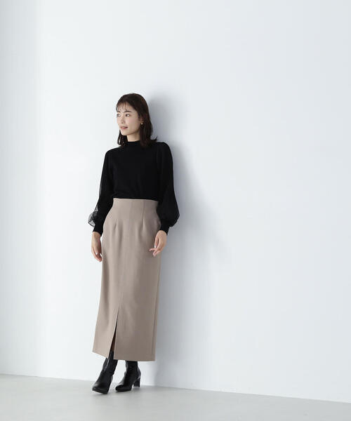 【NATURAL BEAUTY BASIC】プリーツチュールスリーブニット NATURAL BEAUTY BASIC（ナチュラルビューティーベーシック）の