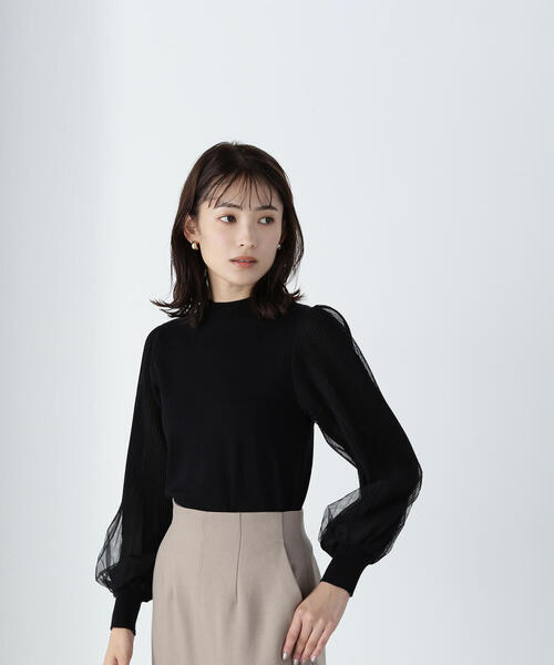 【NATURAL BEAUTY BASIC】プリーツチュールスリーブニット NATURAL BEAUTY BASIC（ナチュラルビューティーベーシック）の