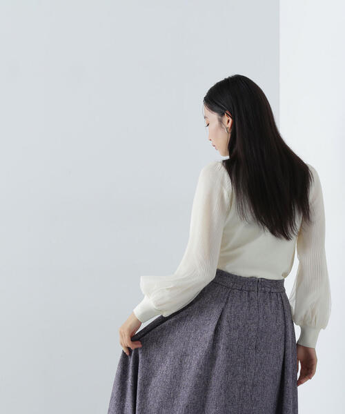 【NATURAL BEAUTY BASIC】プリーツチュールスリーブニット NATURAL BEAUTY BASIC（ナチュラルビューティーベーシック）の